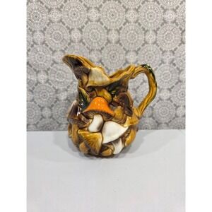 Vintage 6" Relpo 6209 Mushroom Pitcher Ceramic Whimsical Woodland Decor MCM